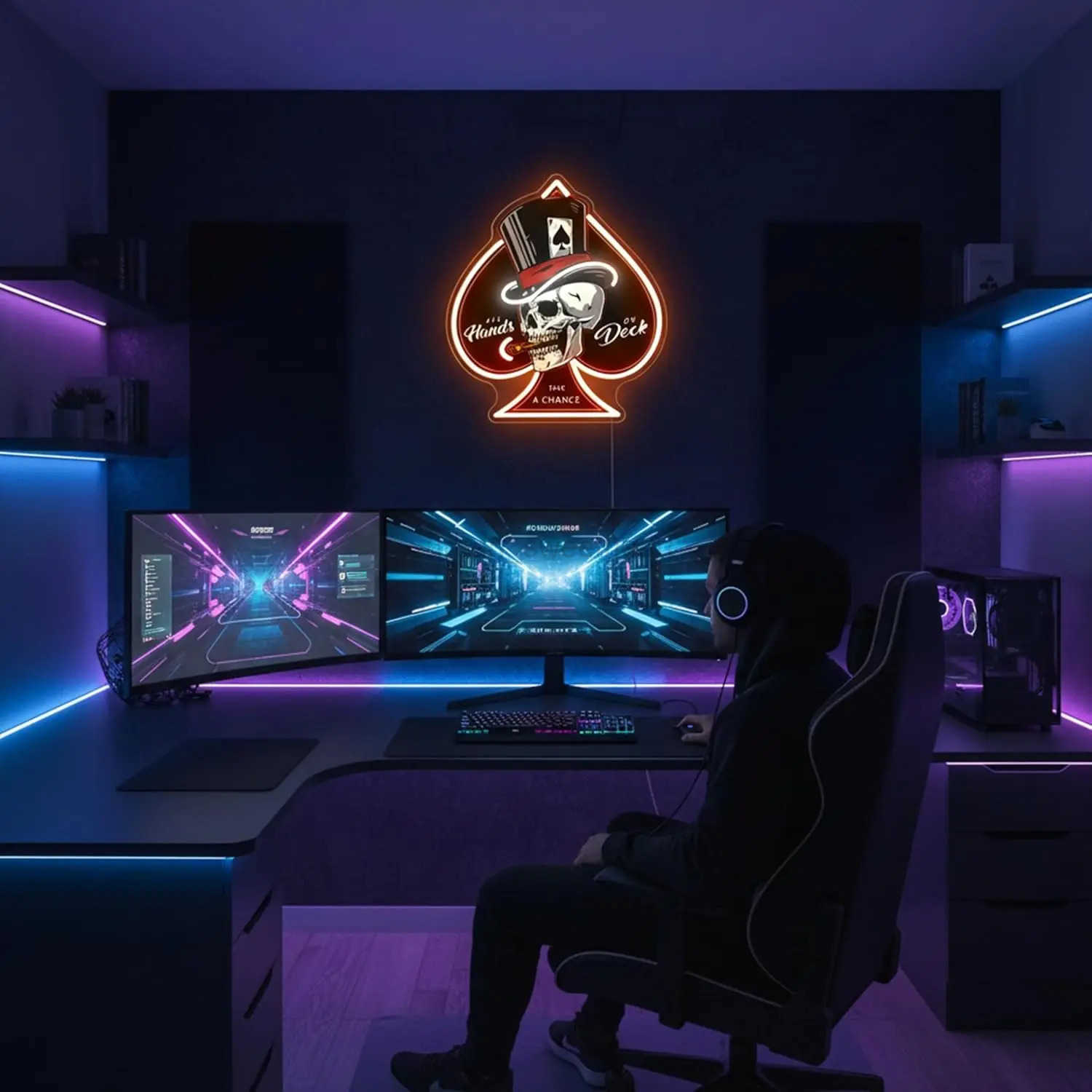 Skull Ace of Spades Neon Signs Dimmable LED Poker Neon Light USB for Game Room Home Bar Man Cave Wall Decor Cool Gifts for Men X260808 - view 6