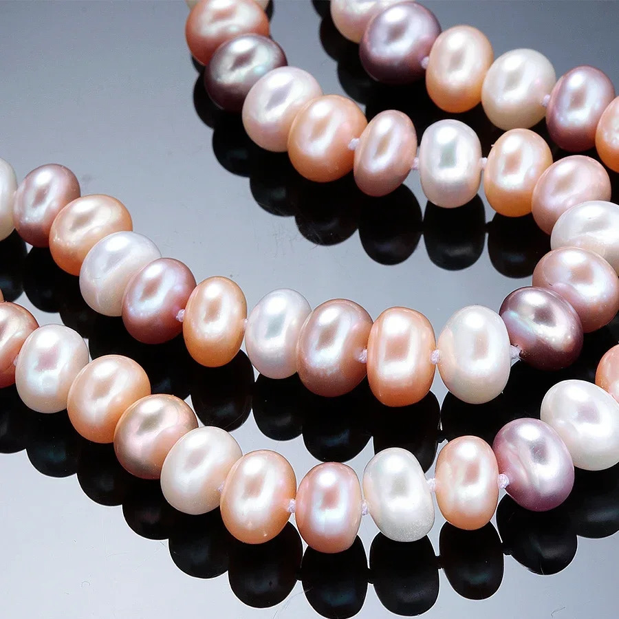 YWYC 7-10mm Bread Bead Freshwater Pearl Necklace for Women Colorful Mix Color 925 Sterling Silver Clasp Necklaces Jewelry Gift 260807 - view 4