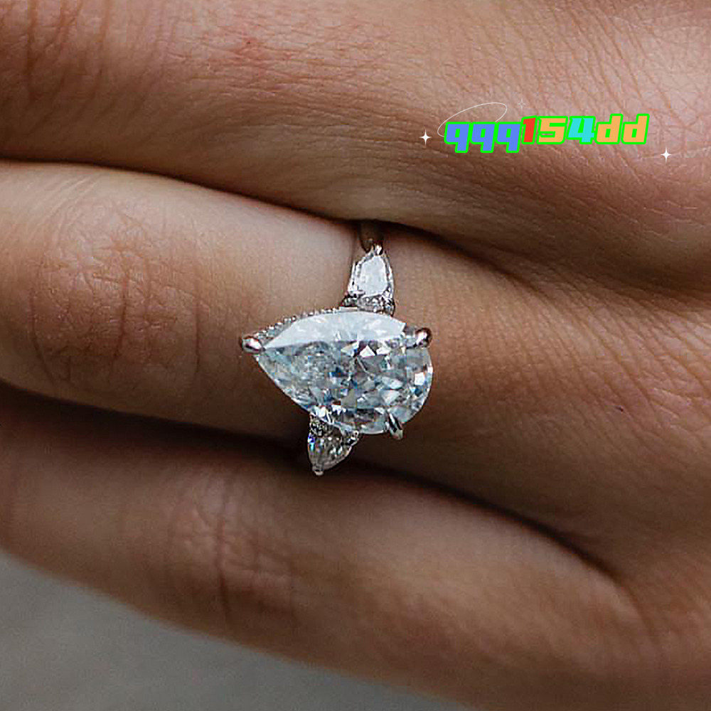 Jovovasmile 4.2Carat 12.75*8.25Mm Crushed Ice Hybrid Pear Cut 18K White Gold Moissanite Wedding Diamond Ring For Women