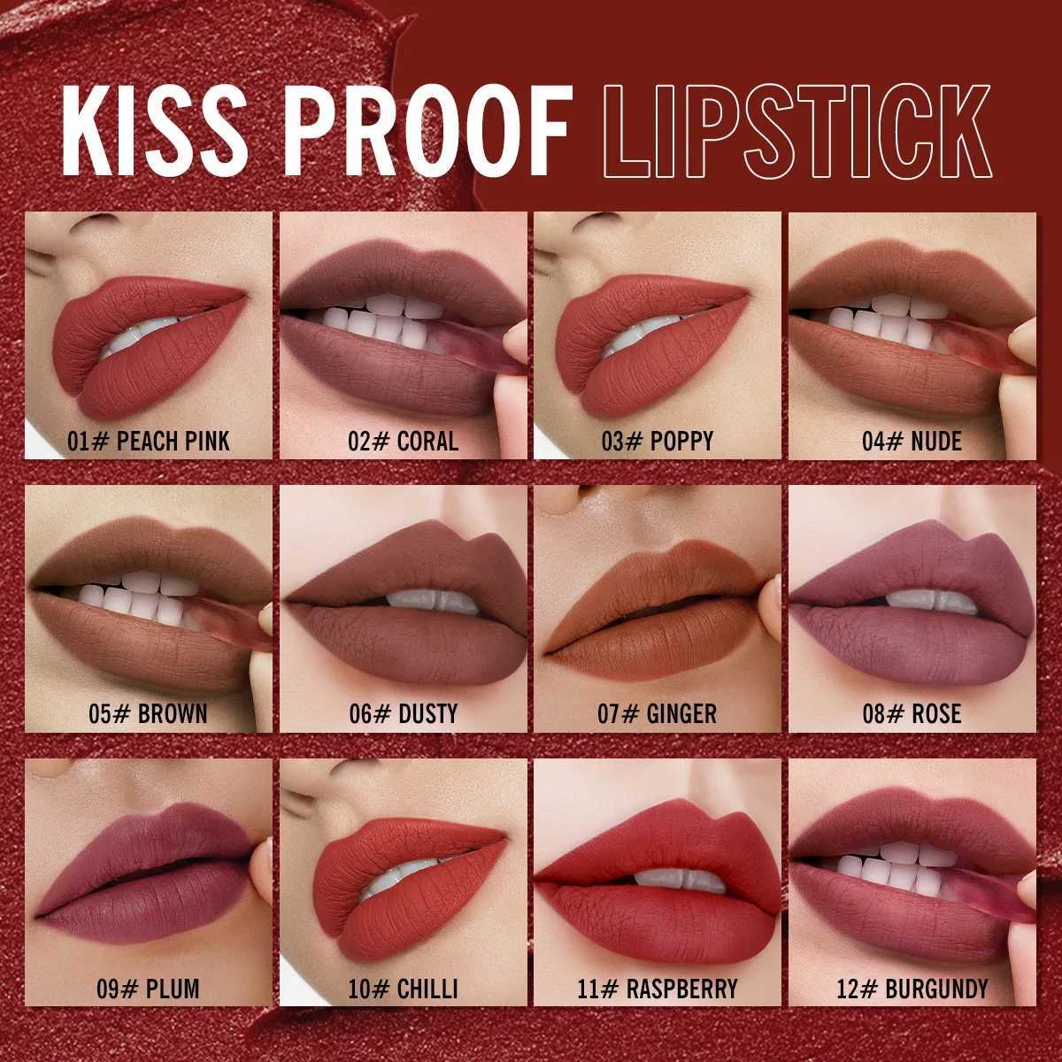 Lipstick IMAGIC Lipstick Matte No-stick Long Lasting Waterproof Lip Stick Smudge-free Classic Highly Pigmented Lip Tint Makeup N260808 - view 6