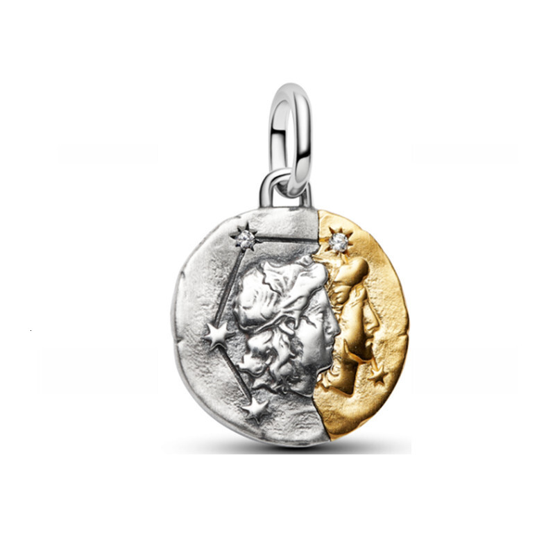 2026 NEW 925 Sterling Silver Zodiac Coin Dangle Charms Fit ME bracelet Necklace DIY for women Gift Fine jewelry wholesale - view 6