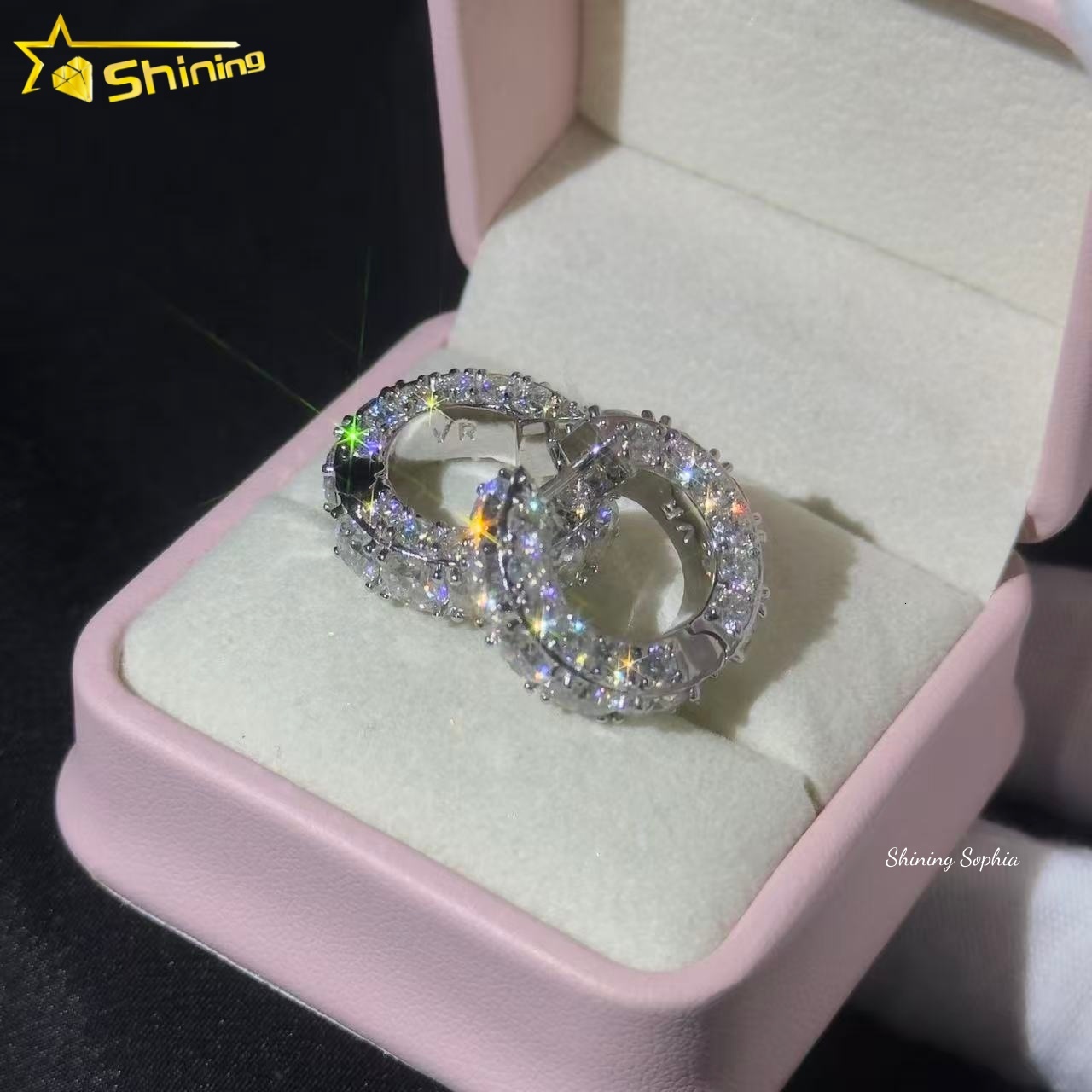 Big Diamond Shining 5MM Luxury Hip Hop S925 Sterling Silver Iced Out Stud Moissanite Huggie Earrings for Women Men - view 4