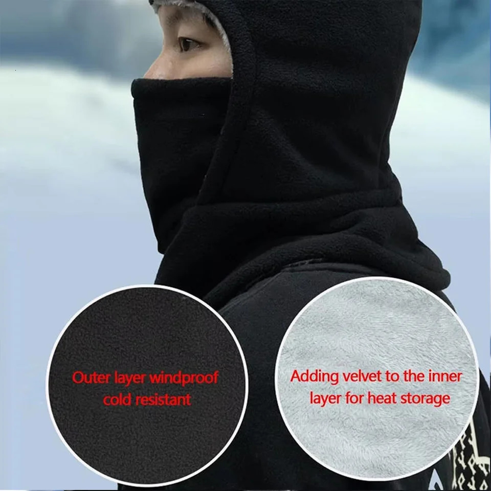 Fleece Balaclava Cycling Cap Cold-proof Windproof Warm Hood and Hat Thicken Thermal Ski Windproof Cap Women Men 260807 - view 6