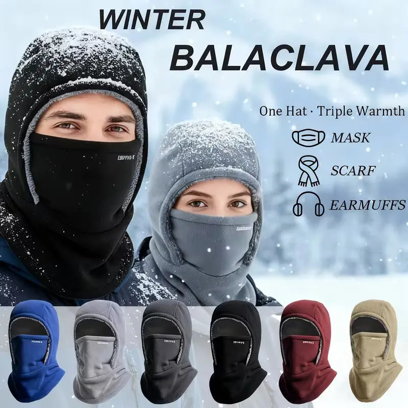 Fleece Balaclava Cycling Cap Cold-proof Windproof Warm Hood and Hat Thicken Thermal Ski Windproof Cap Women Men 260807