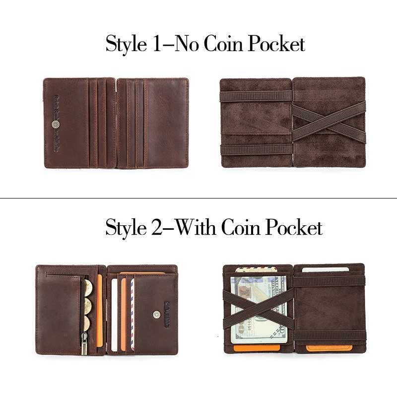 Magic CONTACT'S Genuine Wallets Leather for Men Slim Card Holders Coin Purse Money Clip Male Pocket Wallet Mini Wallet Men's Bag H260810 - view 6