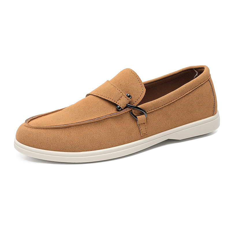 men casual loafers slip on suede shoes breathable soft sole daily commuter shoes fashion versatile flat shoes new design - view 5