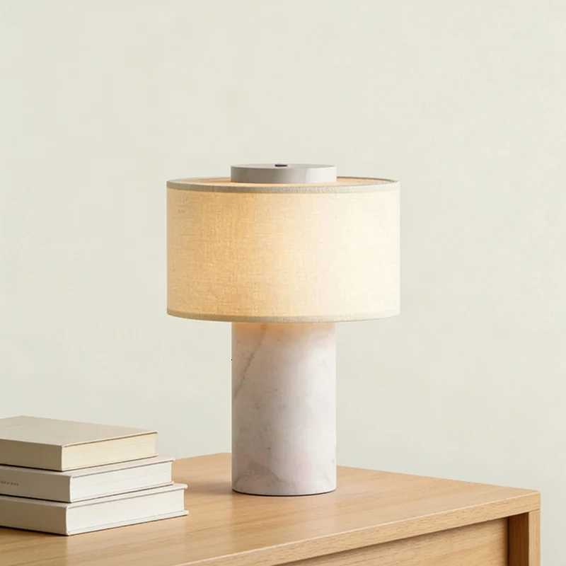 Lampshade USB Charging LED Fabric Table Light Natural Stone Home Atmosphere Decoration Light For Bedroom Parlor Desk Lamp N260810 - view 4