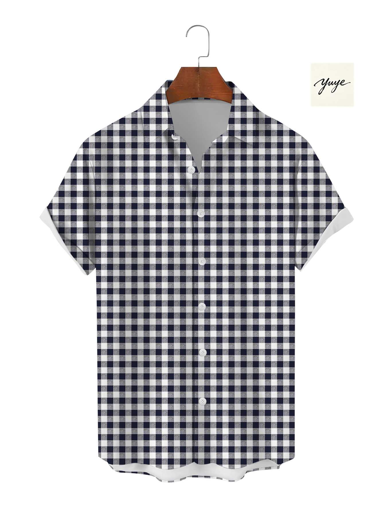 Men's Short Sleeve Shirt Casual Polka Dot Plaid Striped Geometric Print Button Down Summer Shirt for Men - view 6