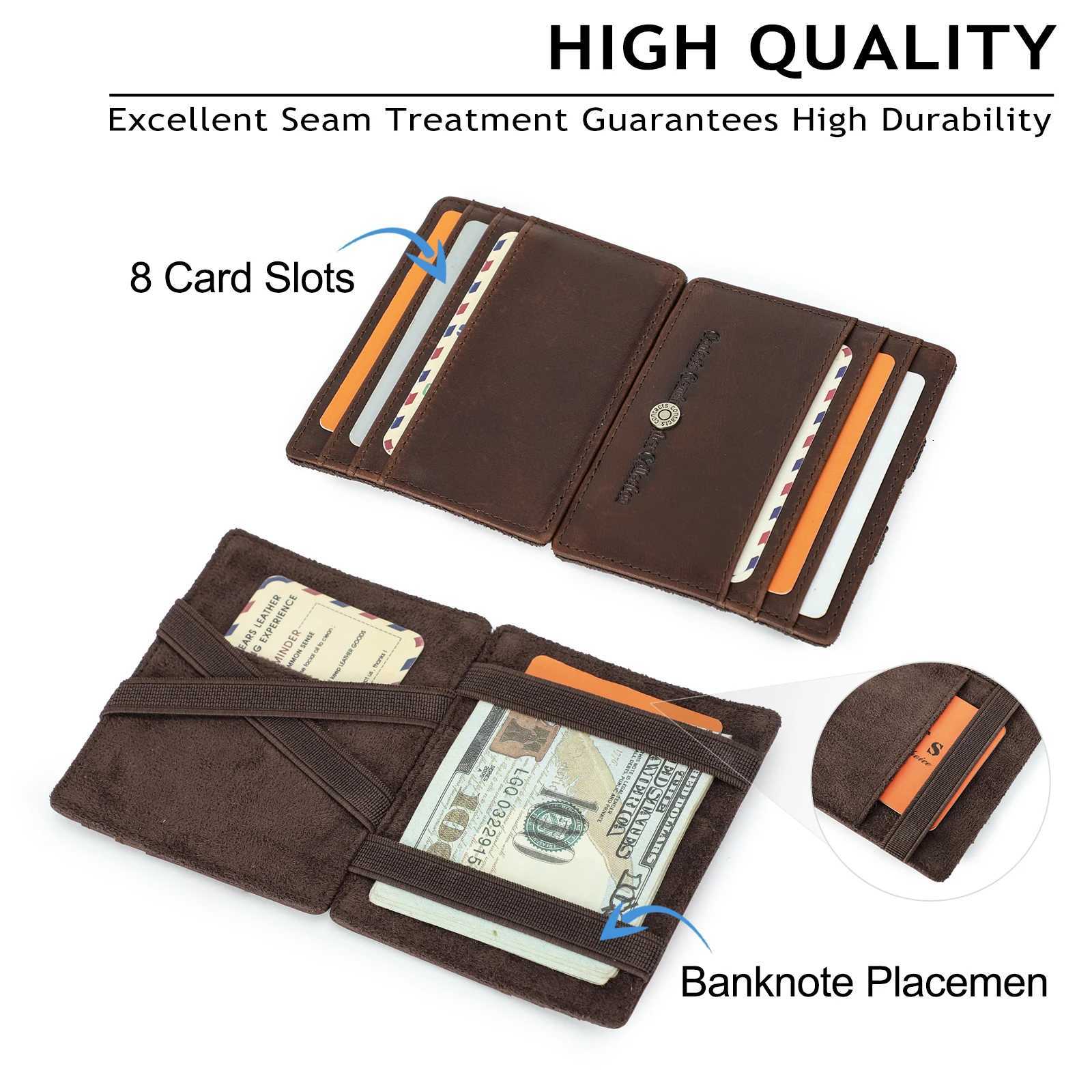 Magic CONTACT'S Genuine Wallets Leather for Men Slim Card Holders Coin Purse Money Clip Male Pocket Wallet Mini Wallet Men's Bag H260810 - view 5