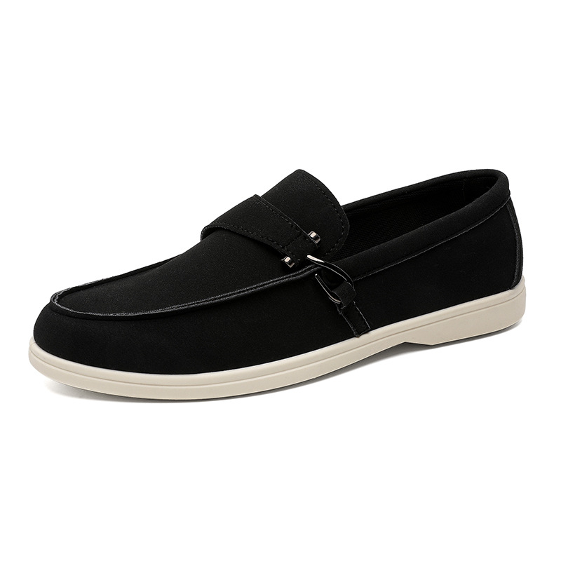men casual loafers slip on suede shoes breathable soft sole daily commuter shoes fashion versatile flat shoes new design - view 4
