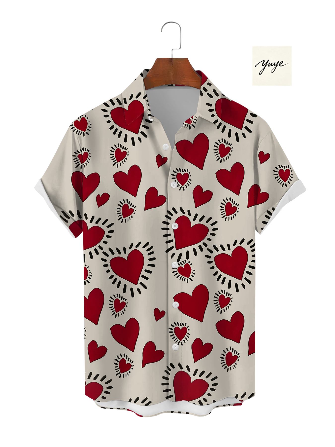 Men's Party Shirt Short Sleeve Sequin Leopard Heart Print Night Out Clubwear Casual Button Down Shirt for Men - view 5