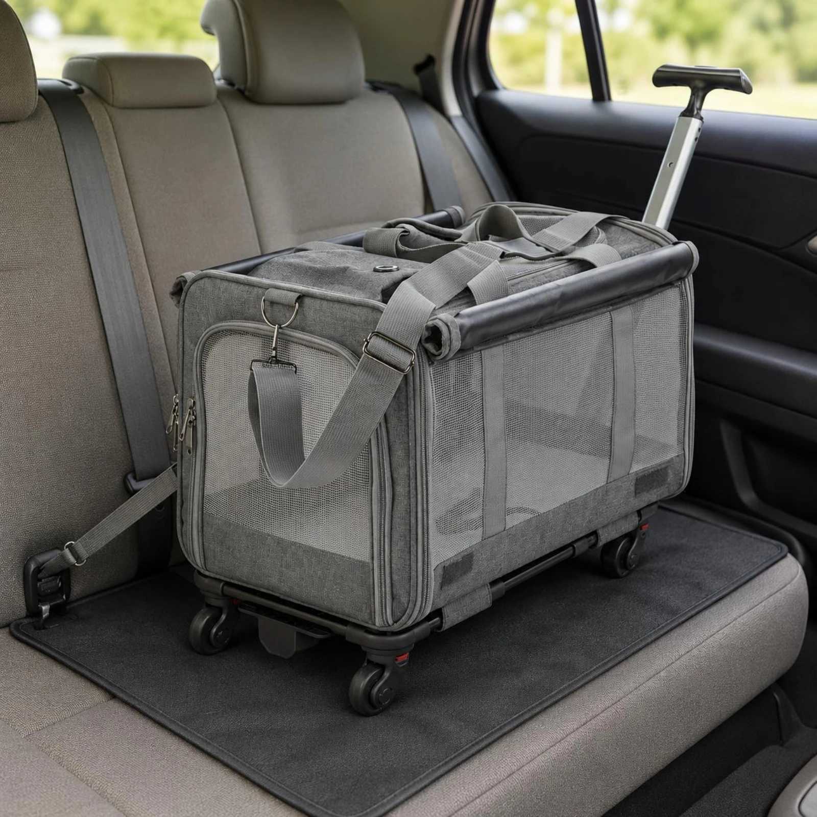 Pet Carrier Shoulder Strap Rolling Pet Rolling Carrier Dog Travel Bag with Wheels Ventilated Pet Transport H260810 - view 5