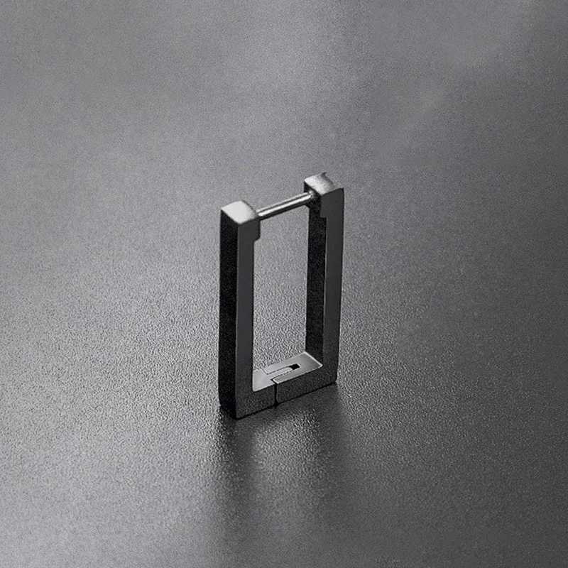 Stainss Punk Black Mtip Stys Steel Hoop Earrings For Men Wen U Shaped Square Hexagon Earrings Gothic Ear Jewelry N260810 - view 5