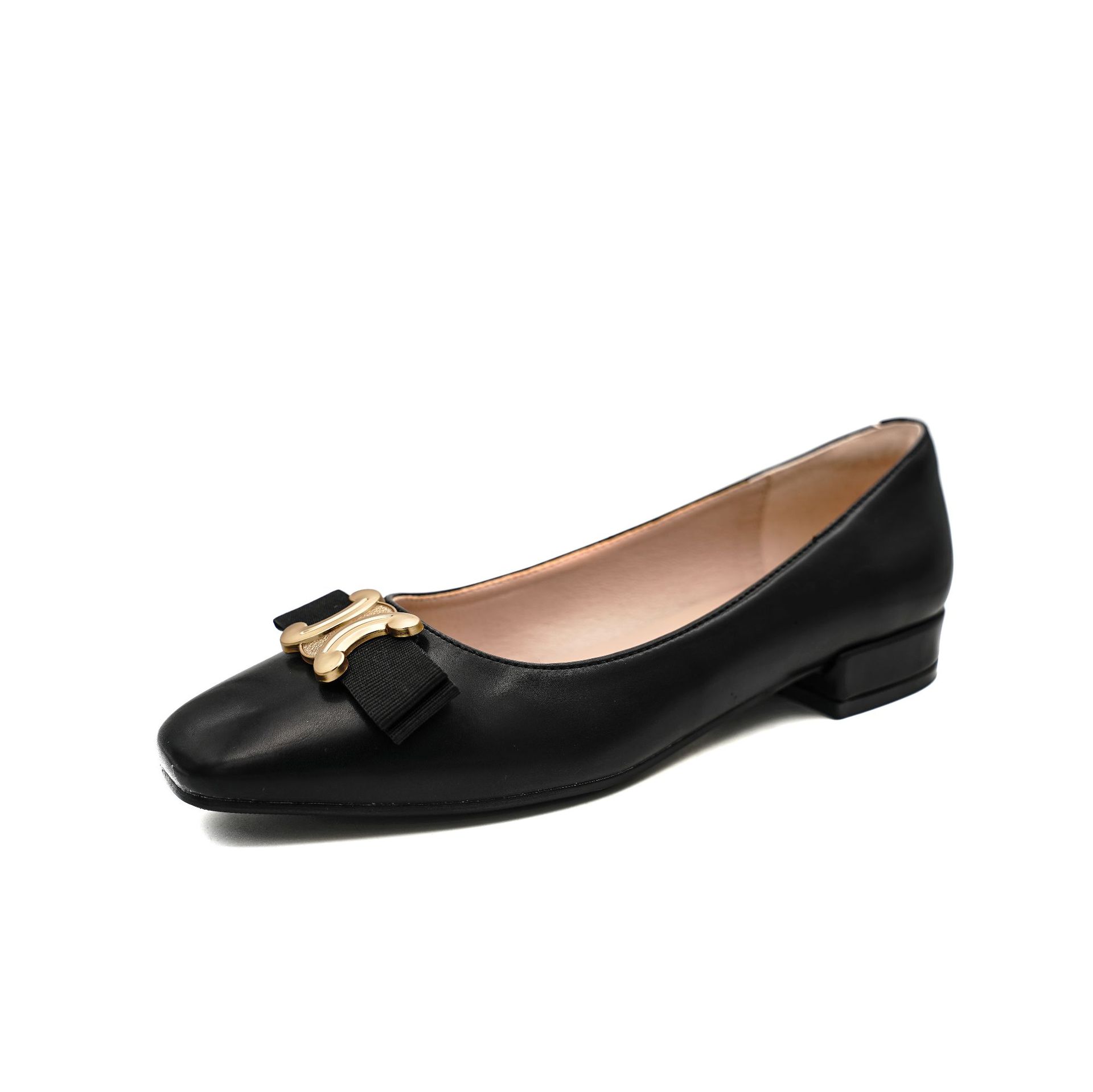 Luxury Shoes 2026 Women's Square Toe Flat Low Heel Dress Shoes, Metal Buckle Bow Decor Versatile Casual Pumps, Elegant Chic Comfort Flats Free Sh - view 6