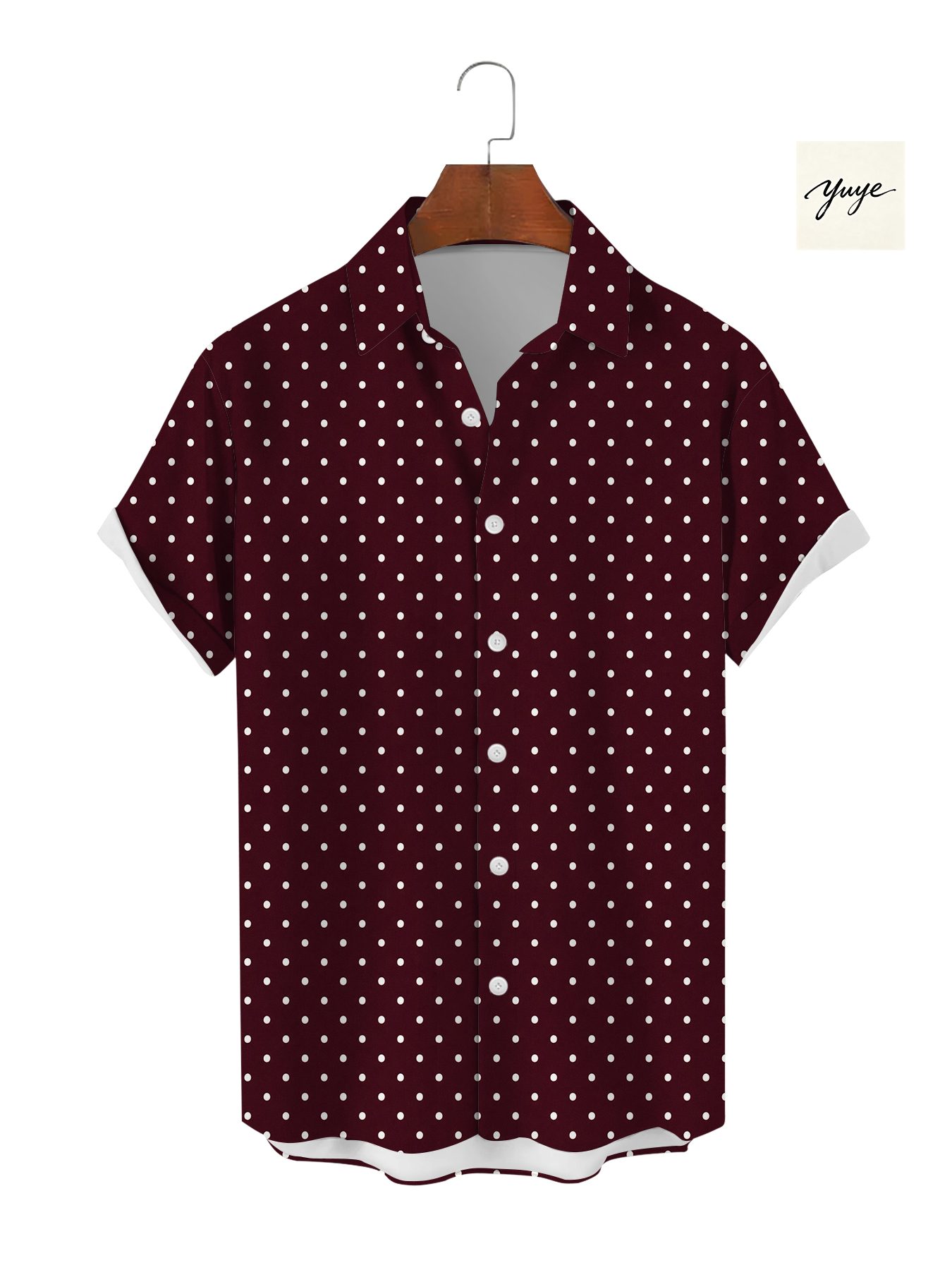 Men's Short Sleeve Shirt Casual Polka Dot Plaid Striped Geometric Print Button Down Summer Shirt for Men - view 3