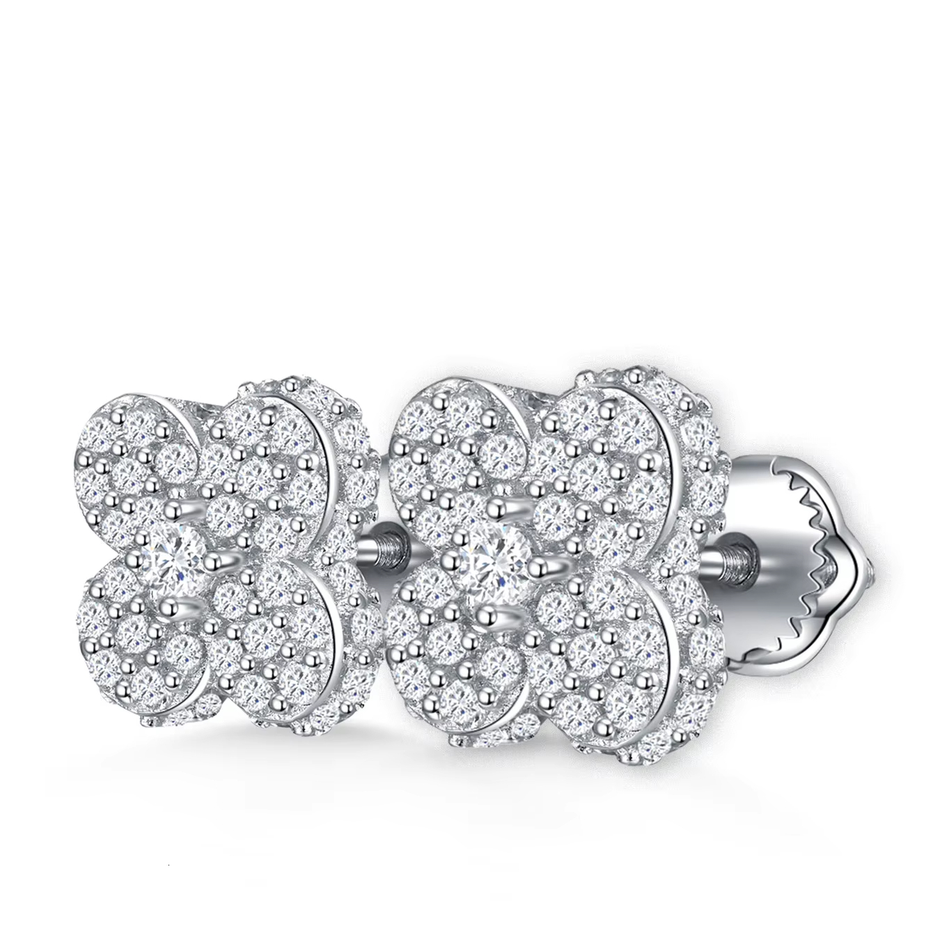 Wholesale Luxury Lab Grown Diamond GEM Rhodium S925 Sterling Silver Fine Moissanite Women Stud Earrings - view 5