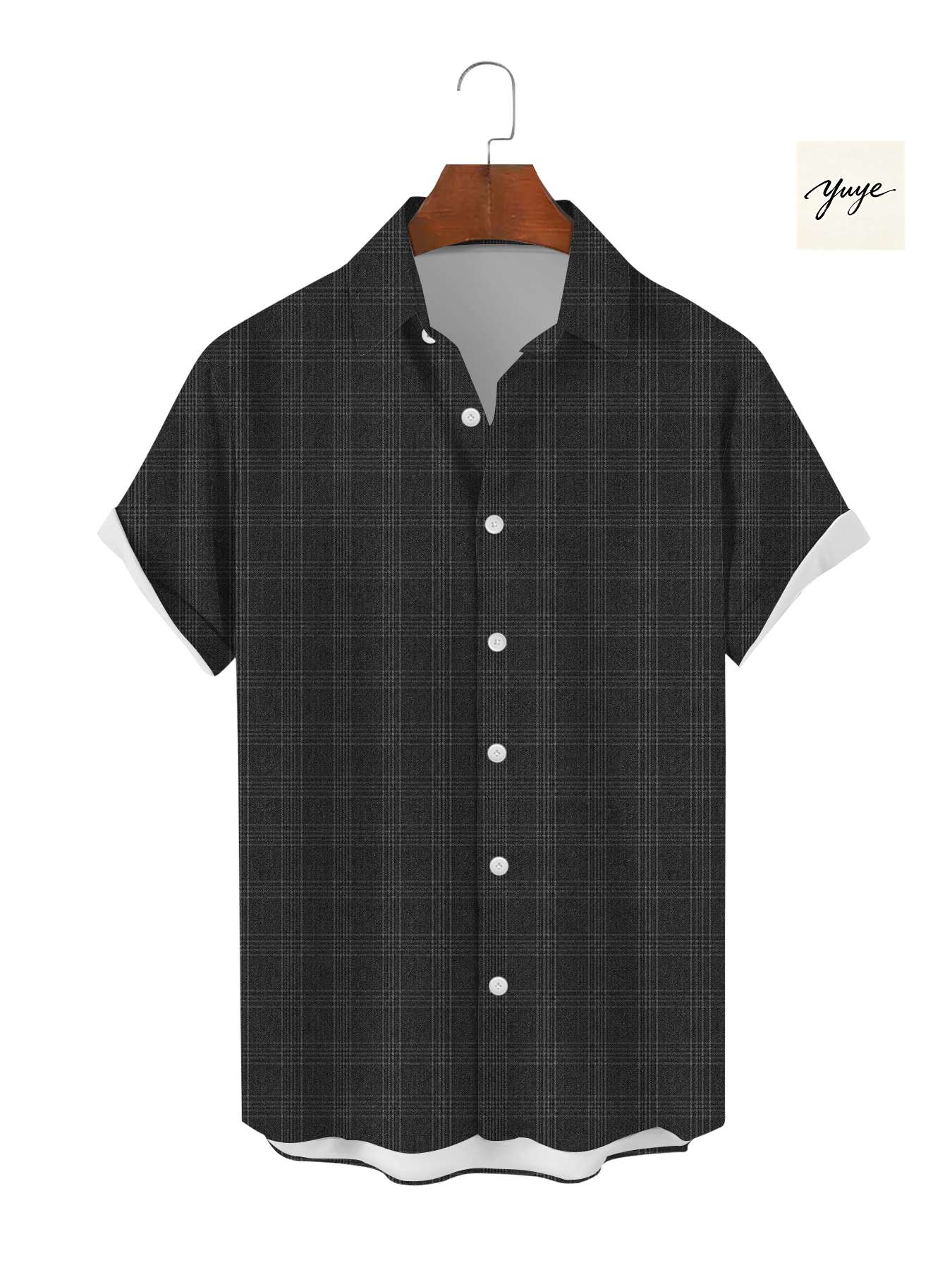 Men's Short Sleeve Shirt Casual Polka Dot Plaid Striped Geometric Print Button Down Summer Shirt for Men - view 5