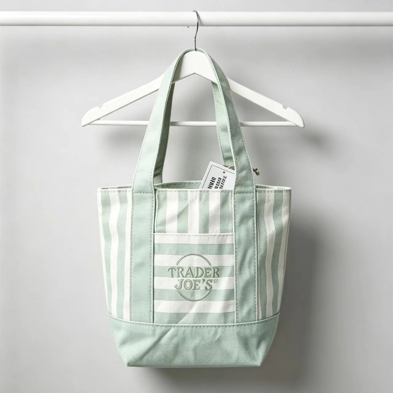 Pastel Striped Trader Joes Mini Canvas Tote Bag Summer MACaron Color Reusable Small Grocery Storage Handbag 260810 - view 7