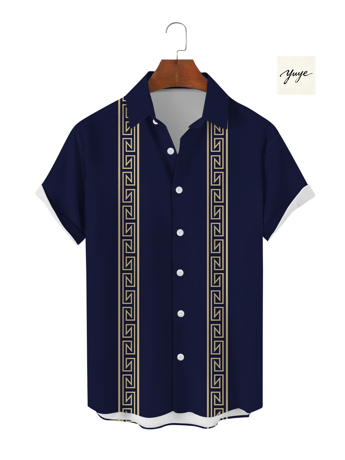 Men's Short Sleeve Shirt Casual Polka Dot Plaid Striped Geometric Print Button Down Summer Shirt for Men - view 7