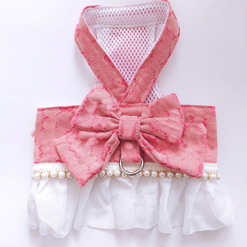 Designer Dog Dress with Bow Tie Classic Letter Pattern Harness Dress for Small Dogs Cute Dog Pet Girl Puppy Summer Clothes for Yorkie Chihuahua Traini - view 5
