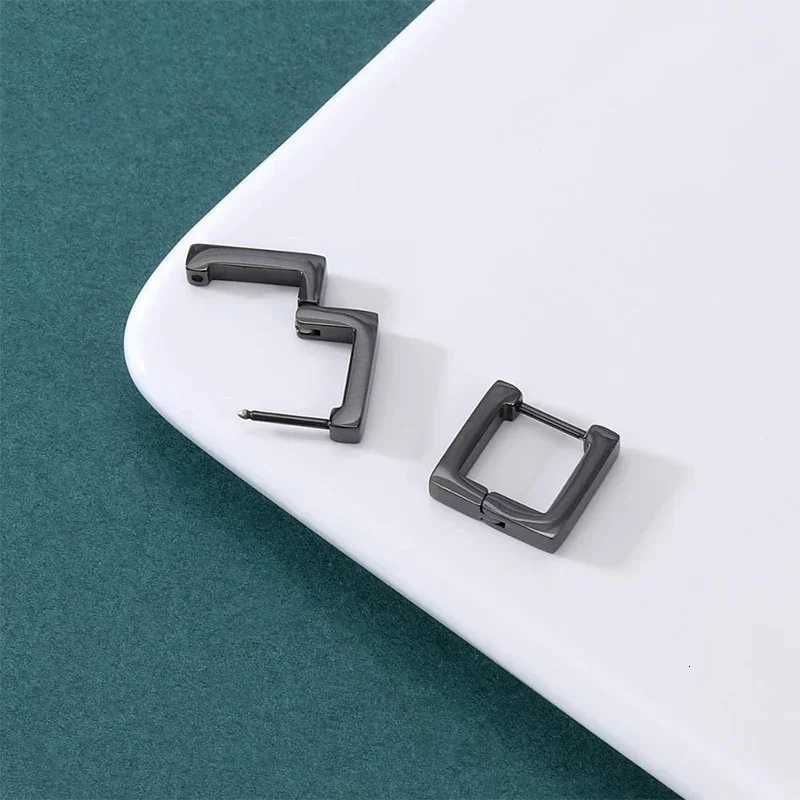 Stainss Punk Black Mtip Stys Steel Hoop Earrings For Men Wen U Shaped Square Hexagon Earrings Gothic Ear Jewelry N260810