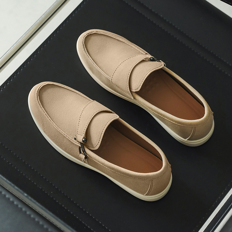 men casual loafers slip on suede shoes breathable soft sole daily commuter shoes fashion versatile flat shoes new design - view 3