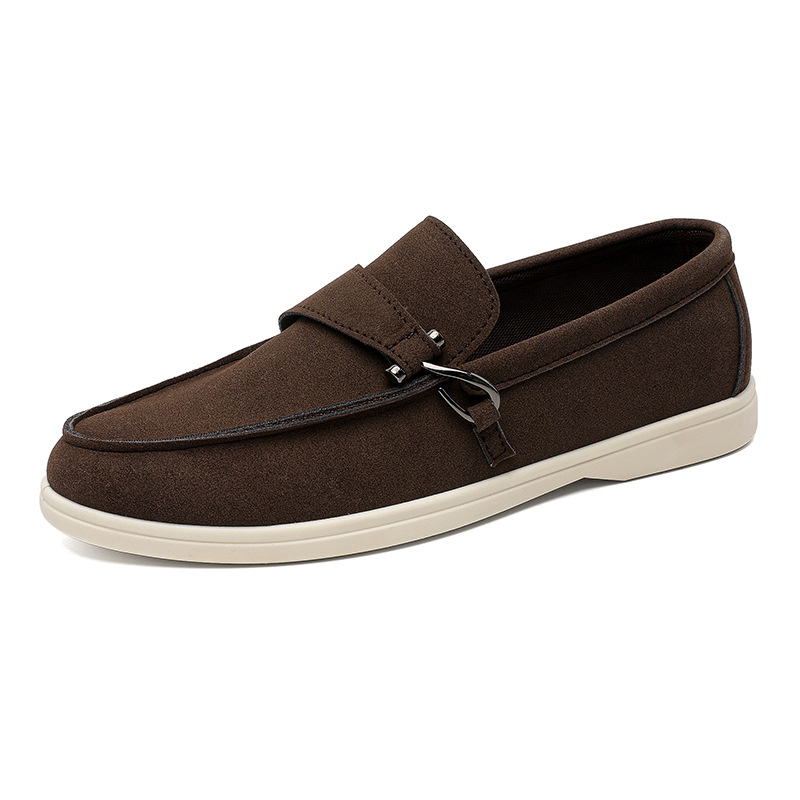 men casual loafers slip on suede shoes breathable soft sole daily commuter shoes fashion versatile flat shoes new design - view 7