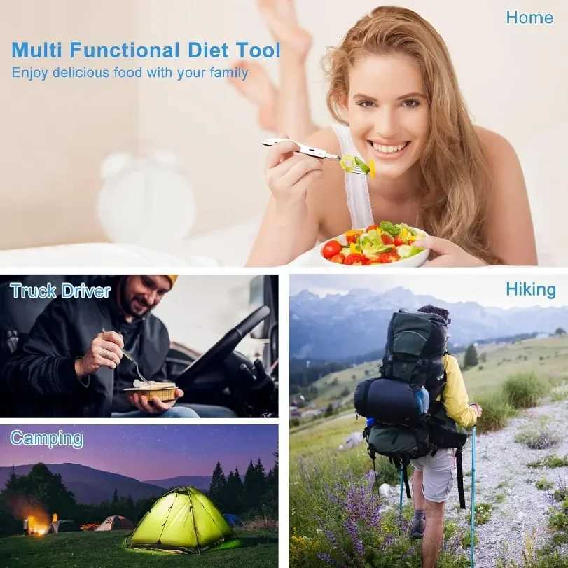 in1 Foldable Camping Utensil 4 Set Multi-Functional Knife Fork Spoon Bottle Opener for Outdoor Survival Sports Camping Hiking N260810 - view 6