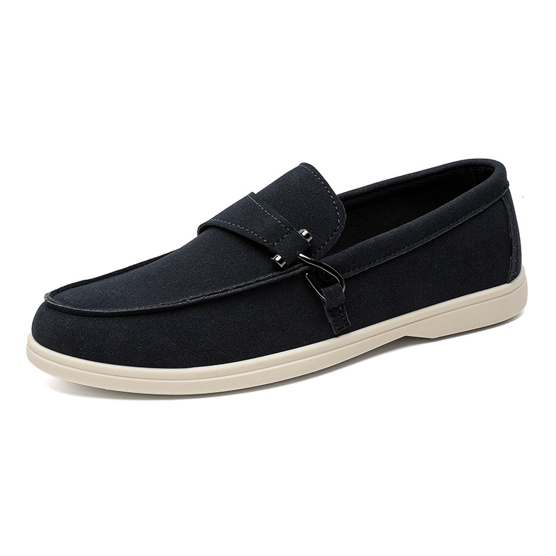 men casual loafers slip on suede shoes breathable soft sole daily commuter shoes fashion versatile flat shoes new design - view 9