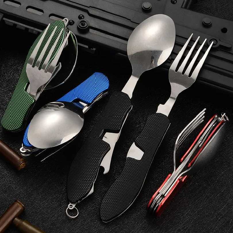 in1 Foldable Camping Utensil 4 Set Multi-Functional Knife Fork Spoon Bottle Opener for Outdoor Survival Sports Camping Hiking N260810 - view 4