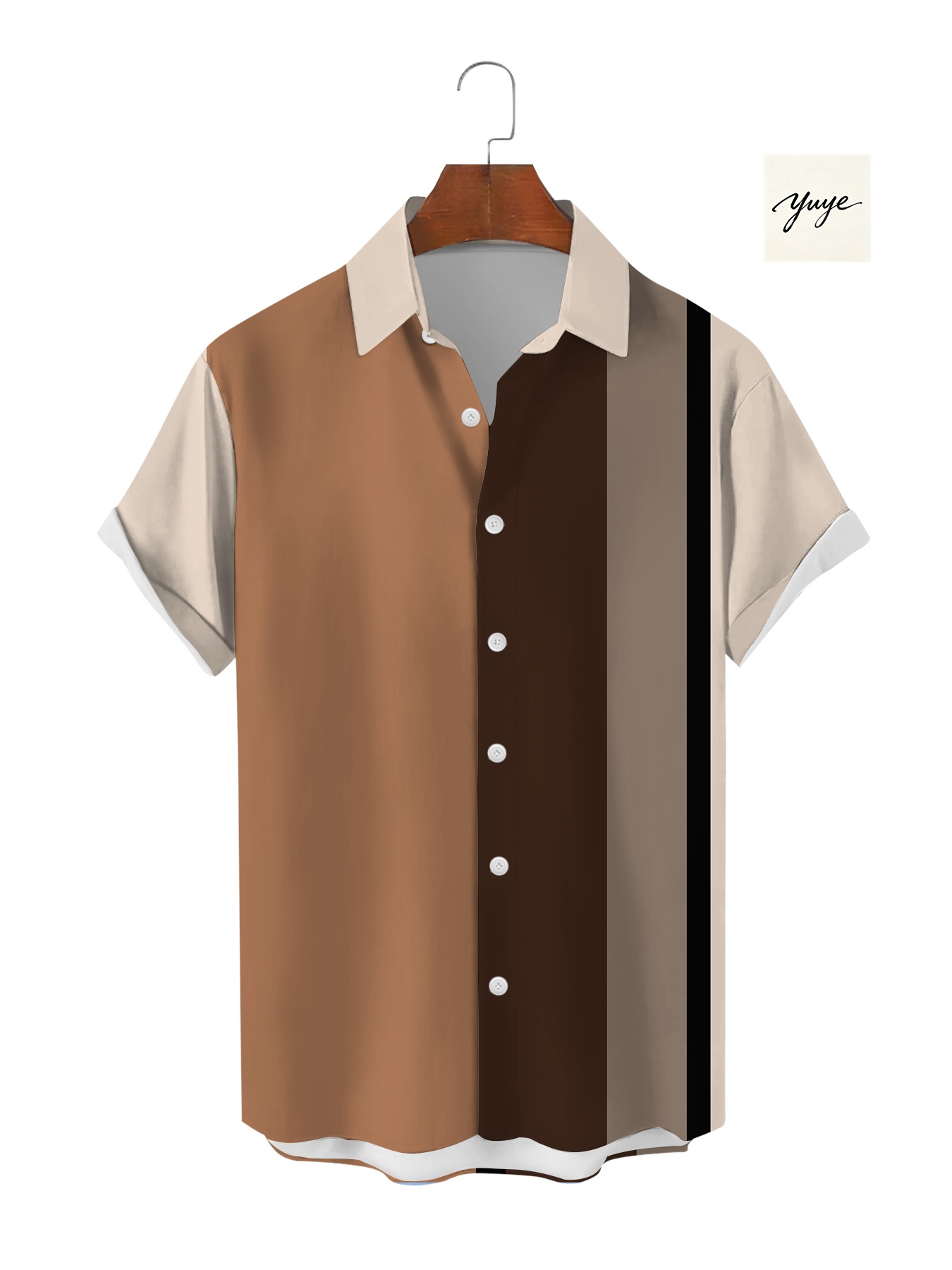 Men's Short Sleeve Shirt Casual Polka Dot Plaid Striped Geometric Print Button Down Summer Shirt for Men - view 8