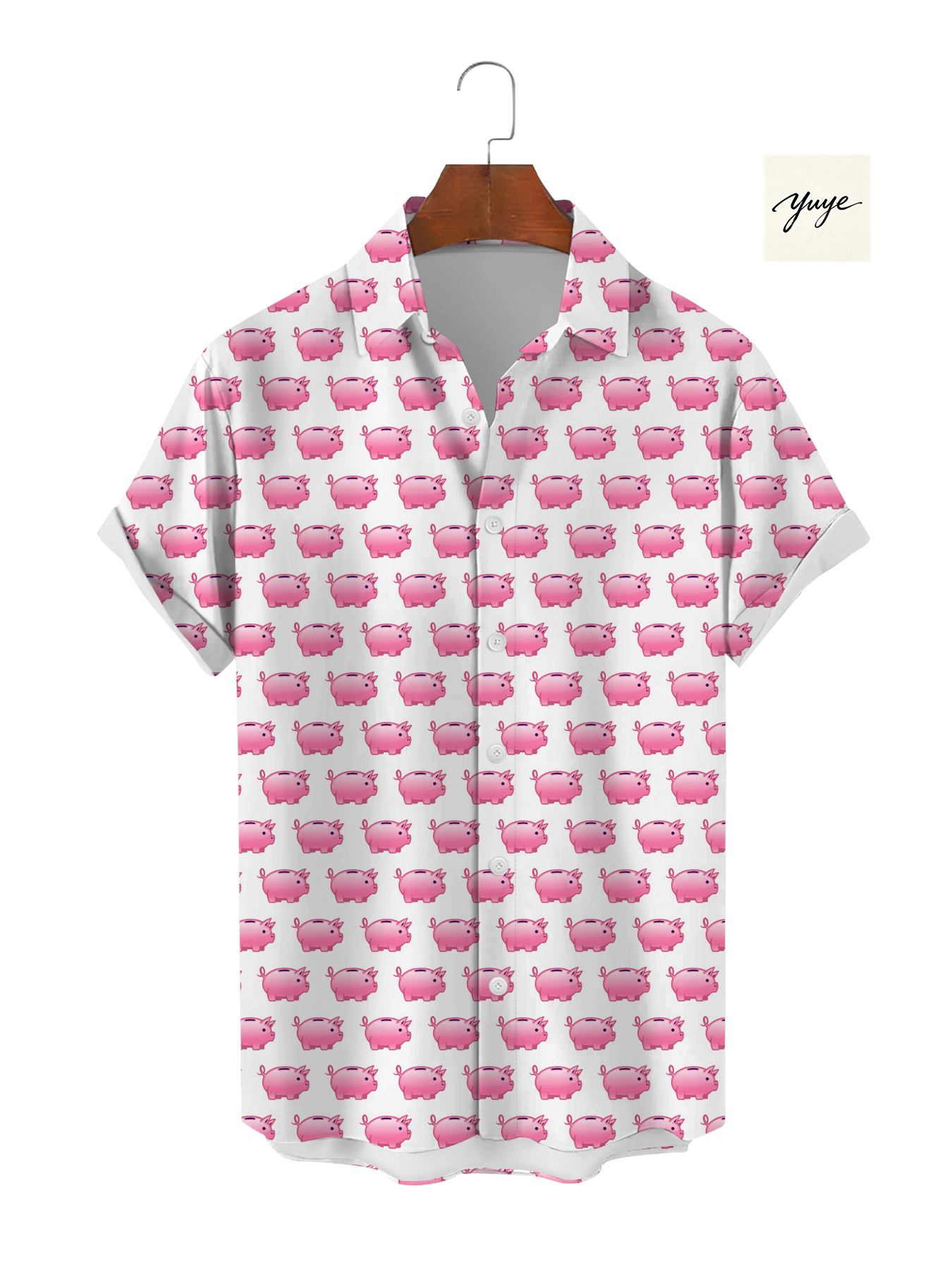 Men's Pink Hawaiian Shirt Short Sleeve Floral Flamingo Print Casual Summer Beach Vacation Button Down Shirt for Men