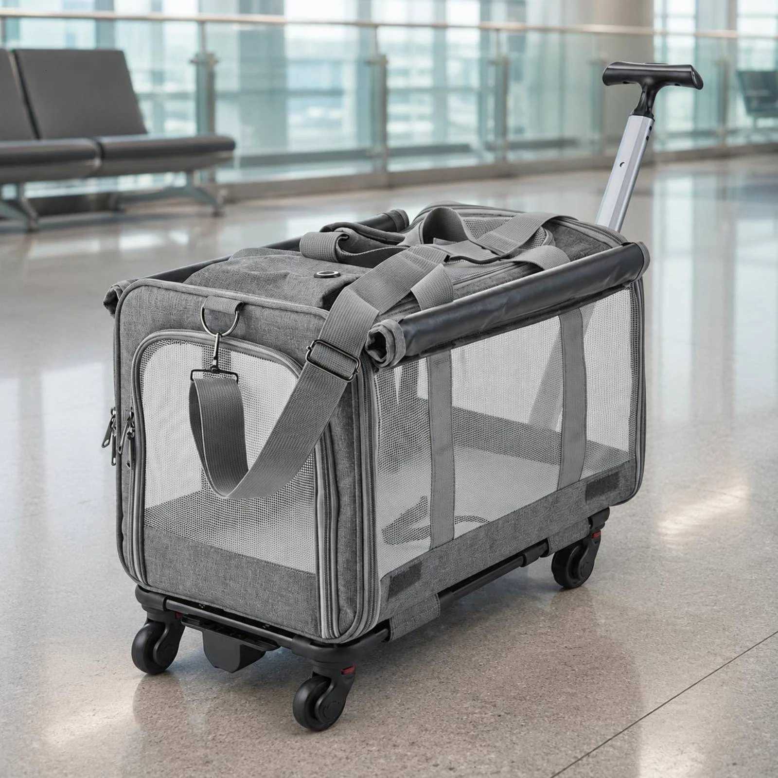 Pet Carrier Shoulder Strap Rolling Pet Rolling Carrier Dog Travel Bag with Wheels Ventilated Pet Transport H260810 - view 6