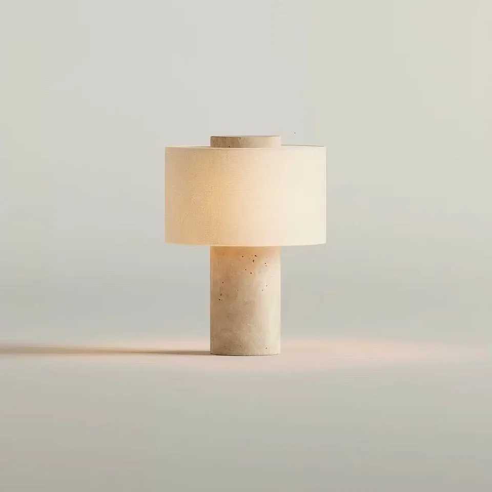 Lampshade USB Charging LED Fabric Table Light Natural Stone Home Atmosphere Decoration Light For Bedroom Parlor Desk Lamp N260810 - view 6