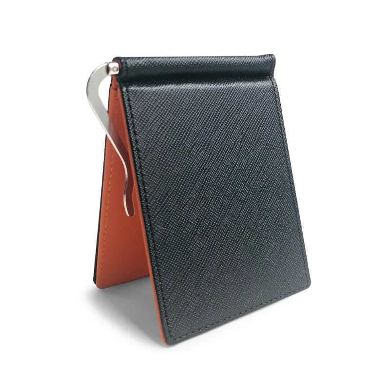 Metal Money Clips Leather Men Solid Wallets Credit Dollar Purses Money Holder Portafoglio Wallet for Male Minimalist Card Holder H260810