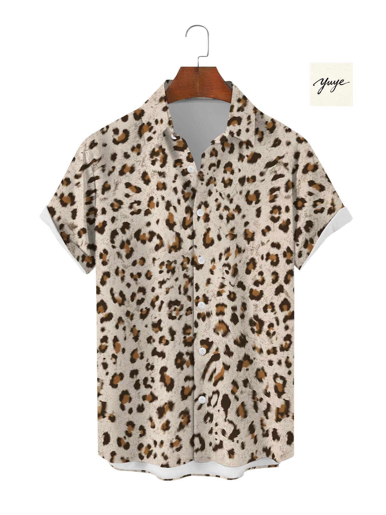 Men's Party Shirt Short Sleeve Sequin Leopard Heart Print Night Out Clubwear Casual Button Down Shirt for Men - view 7