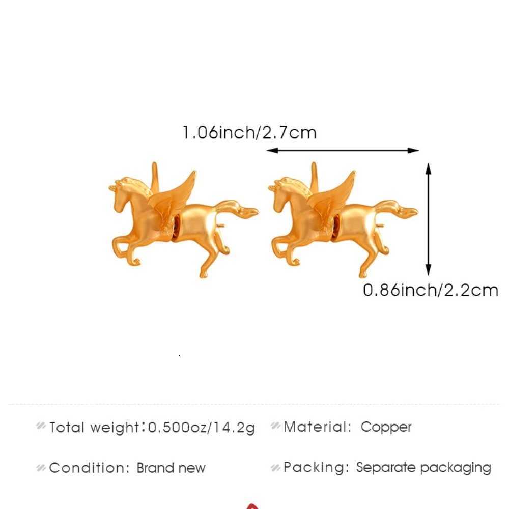Matte Creative Playf Gold Color Stainss Steel Stereo Art Horse Stud Earrings for Wen Fashion Designer Jewelry Gifts N260810 - view 6