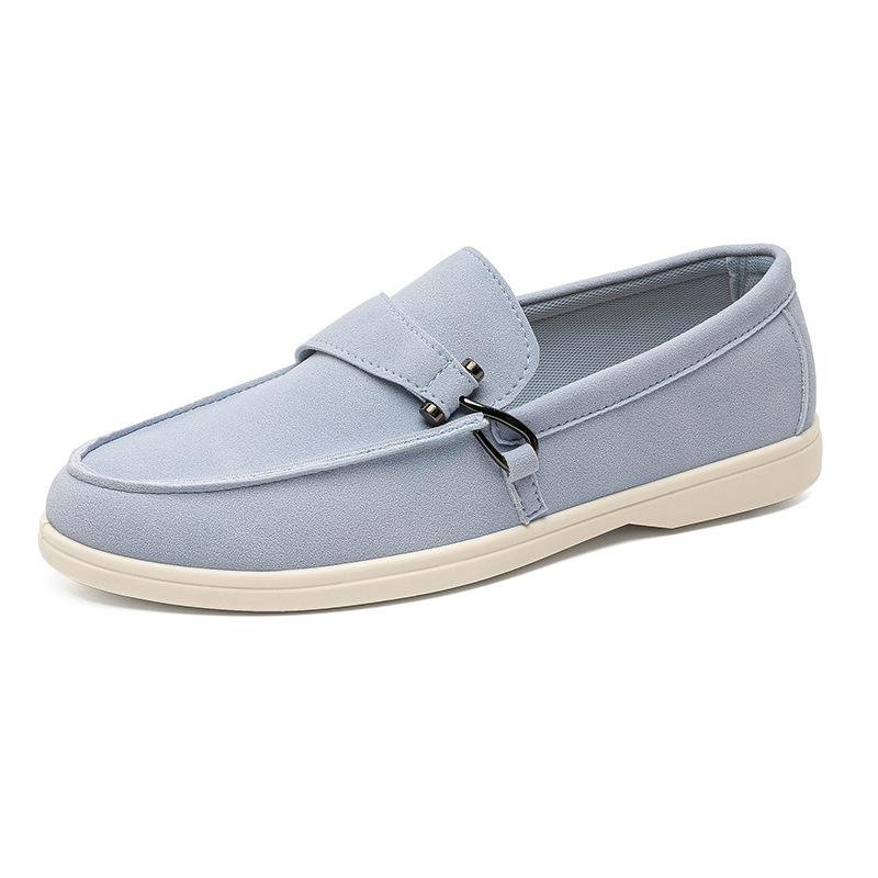 men casual loafers slip on suede shoes breathable soft sole daily commuter shoes fashion versatile flat shoes new design - view 6