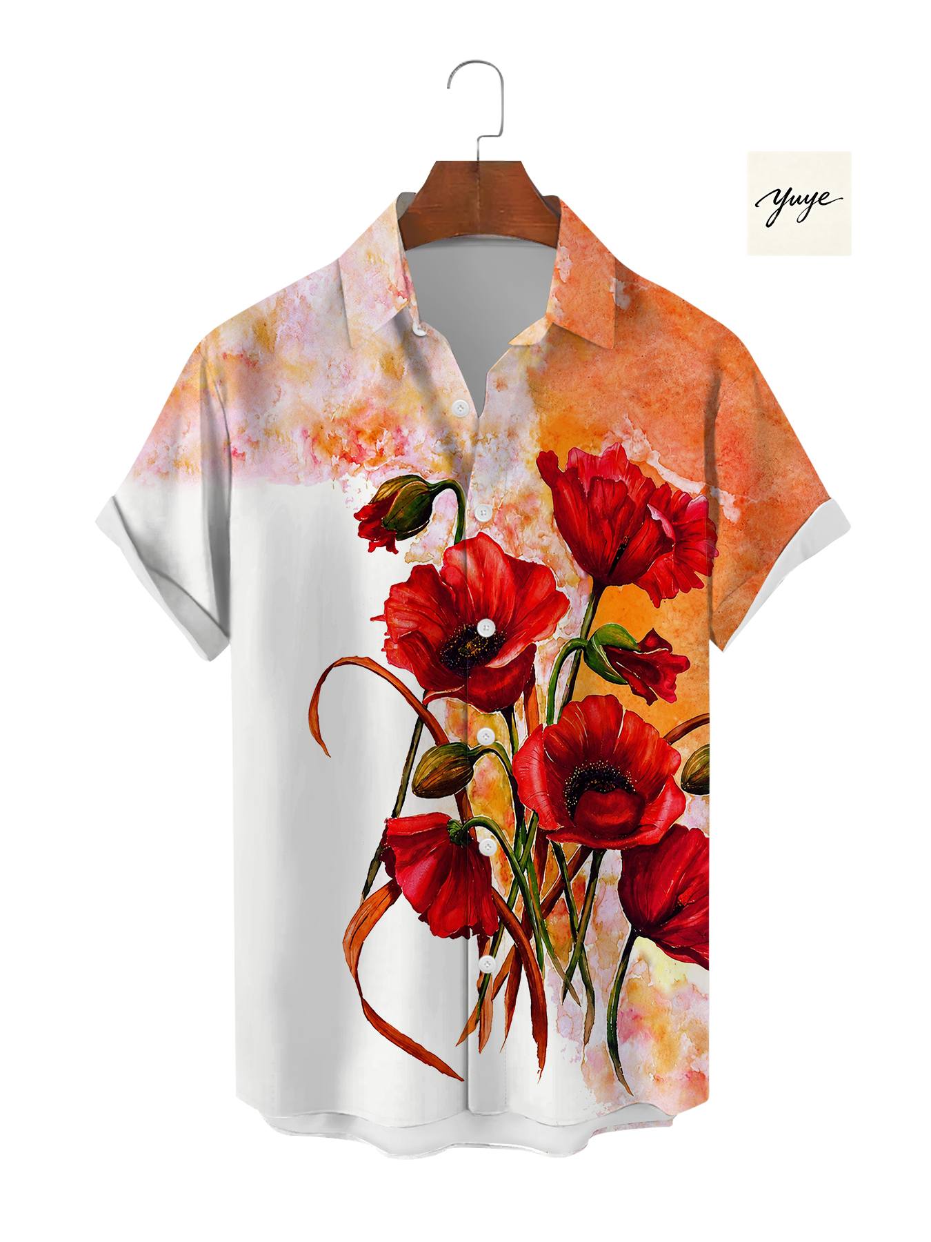 Men's Vintage Tropical Shirt Short Sleeve Retro Floral Pattern Casual Summer Vacation Cruise Button Up Shirt for Men - view 8