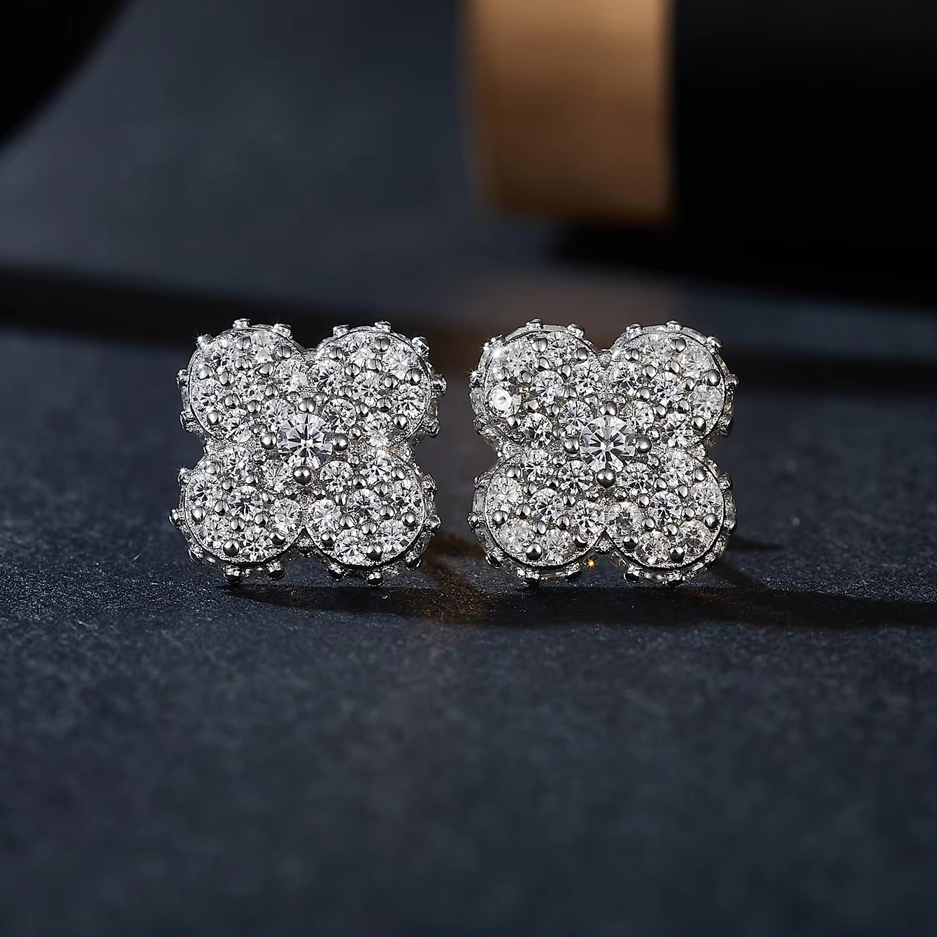 Wholesale Luxury Lab Grown Diamond GEM Rhodium S925 Sterling Silver Fine Moissanite Women Stud Earrings - view 3