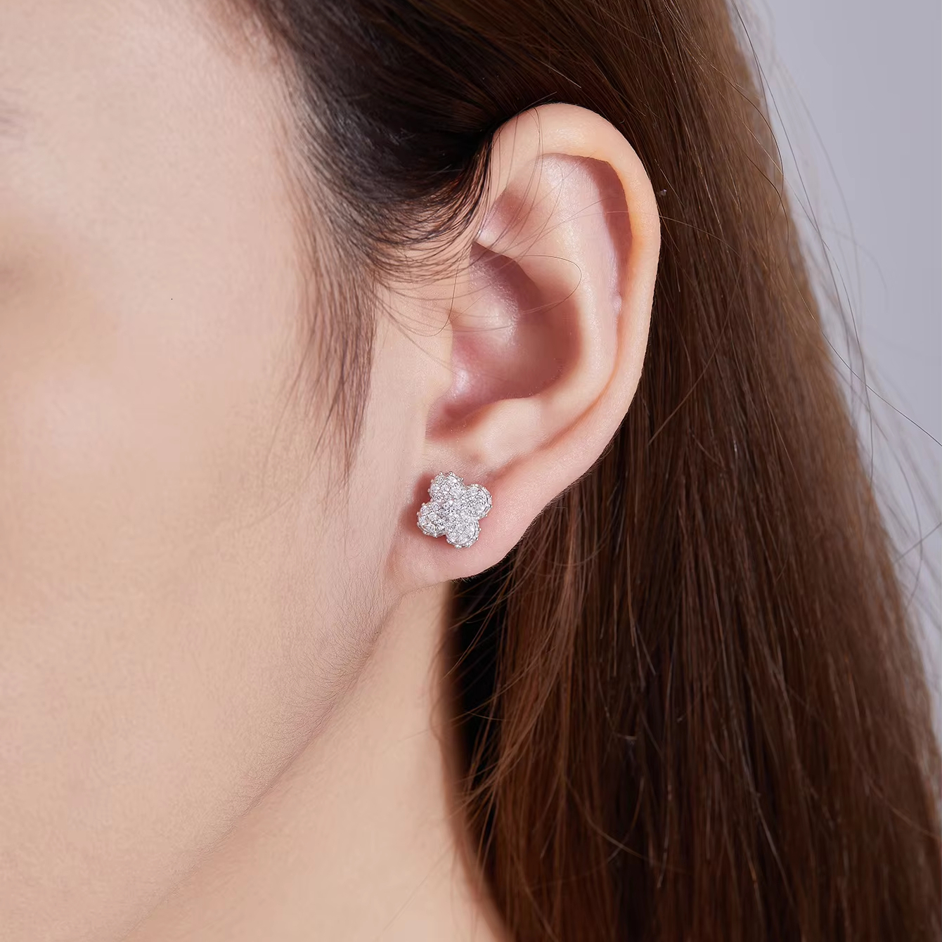 Wholesale Luxury Lab Grown Diamond GEM Rhodium S925 Sterling Silver Fine Moissanite Women Stud Earrings - view 4