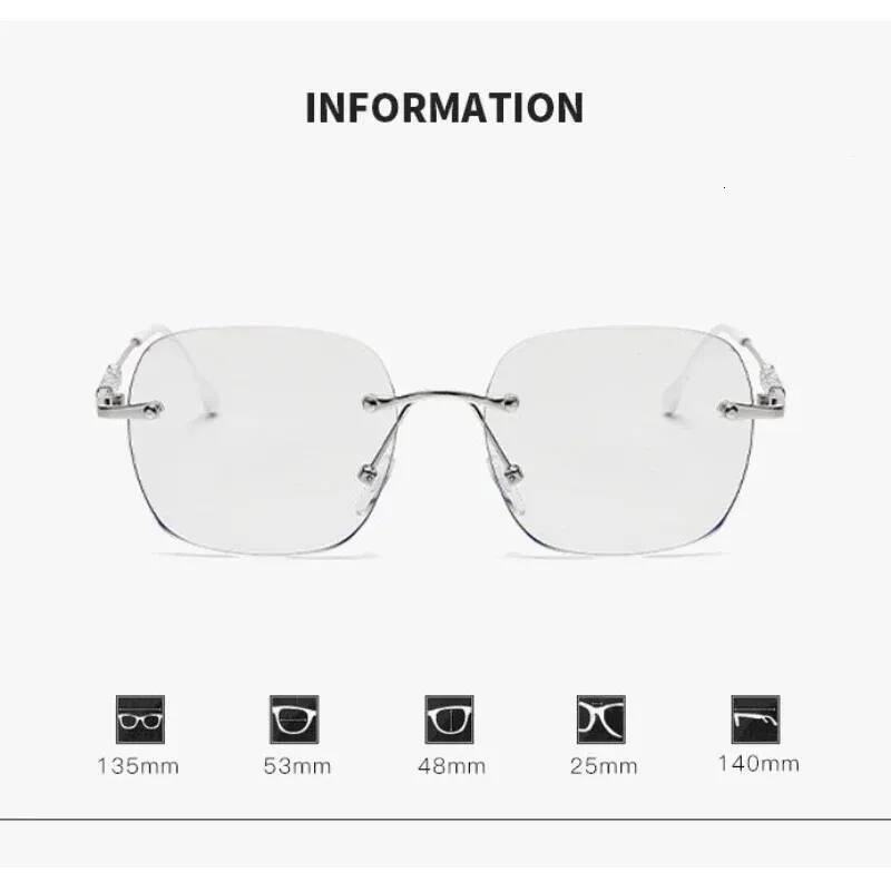 Advanced Frameless Photochromic Myopia Ladies' Fashion Square Anti Blue Light High-definition Glasses Diopter To -4.0 ddmysat - view 7