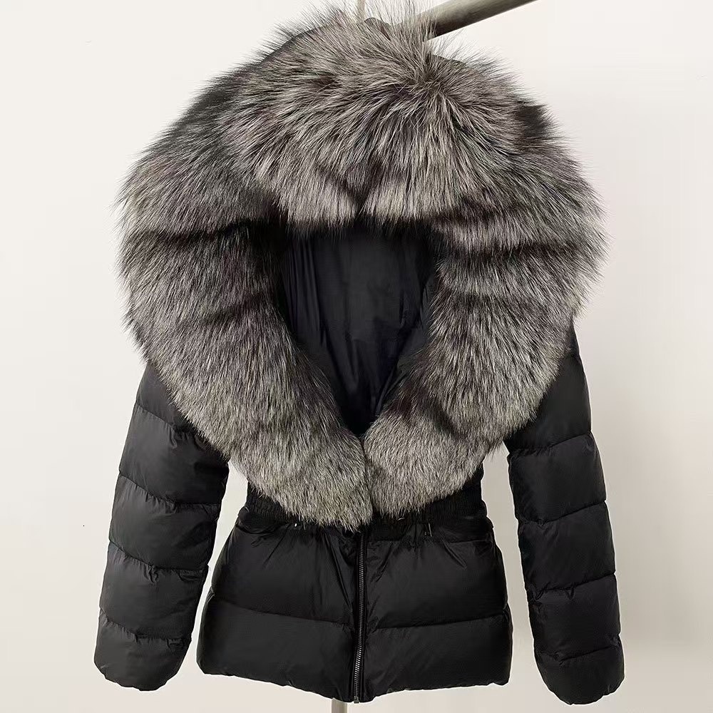 Hot Selling Women's Winter Short Coat Jacket Luxury Fashion White Duck down with Warm Fluffy Fur Collar Polyester Lining - view 4