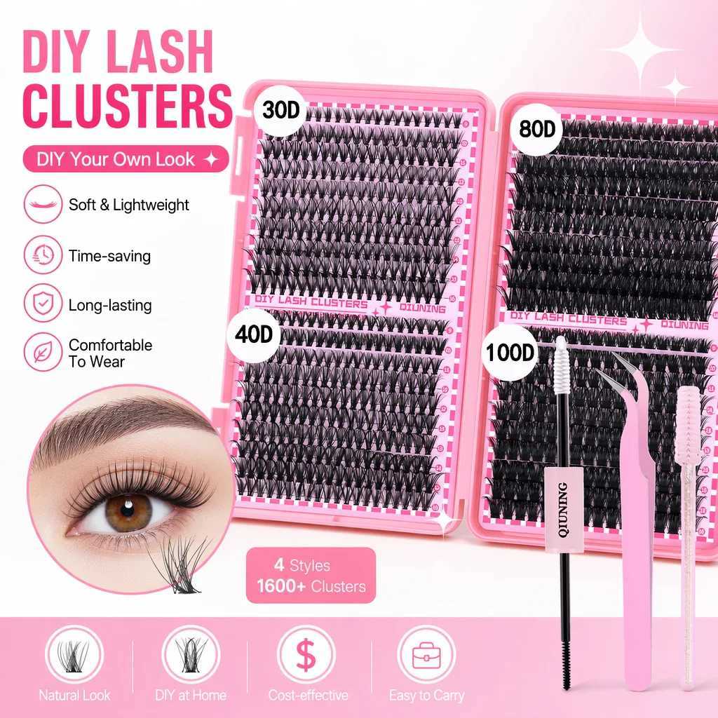QIUNING 800PCS Lash Extension Kit DIY Clusters Eyelash Extension Kit Lashes Kit with Lash Bond and Seal Lash Tweezers C260930 - view 5