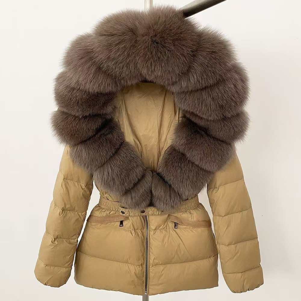 Hot Selling Women's Winter Short Coat Jacket Luxury Fashion White Duck down with Warm Fluffy Fur Collar Polyester Lining - view 6