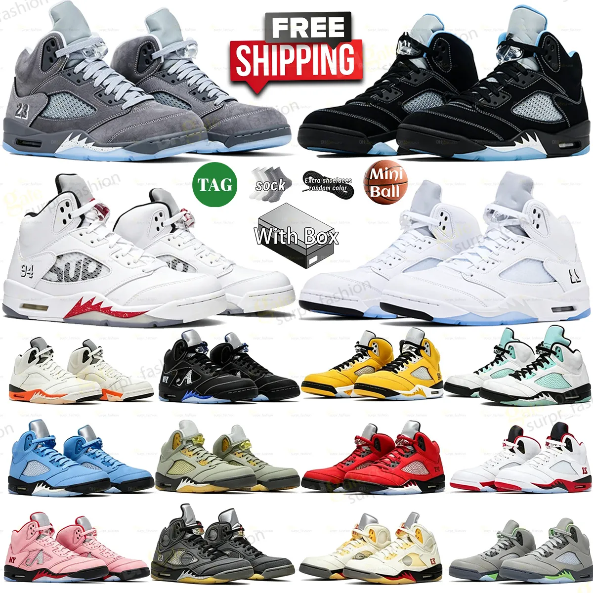 Con Scatola 5 Scarpe Da Basket Carolina Nere 5S Lupo Grigio…