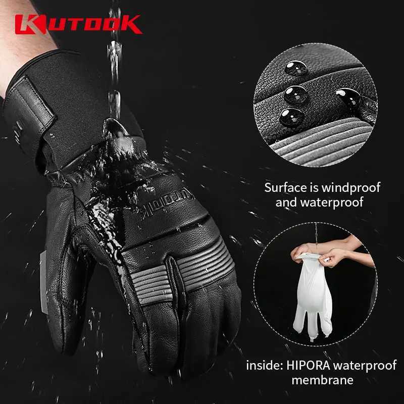 Gloves Ski KUTOOK Thermal Winter Skiing Snowboard Gloves Mittens Leather Outdoor Snow Gloves for Skiing Protection Accessories N260811