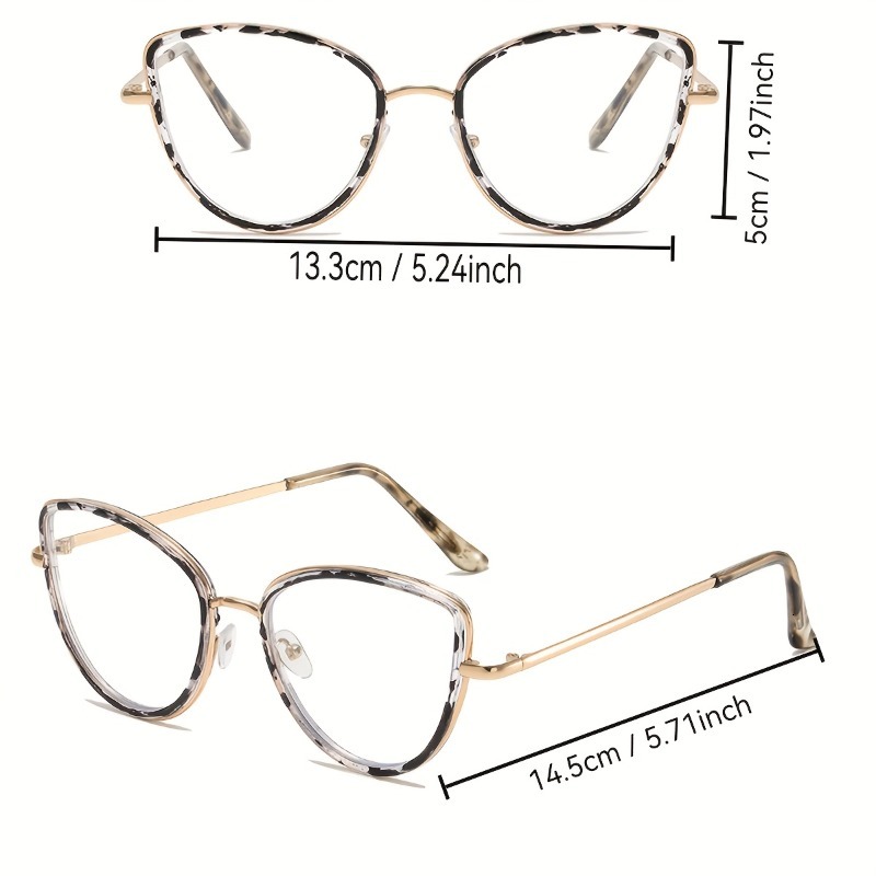 1pc Women's Cat Eye Glasses, Vintage Striped Full Frame, Lightweight Plastic, Non-Prescription, Stylish for Casual & Office Wear ddmysat - view 7