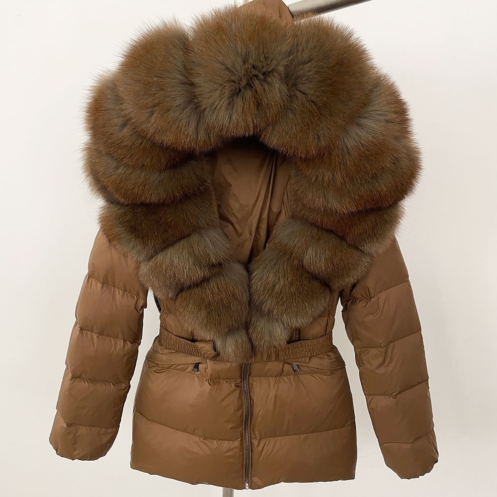 2027 New Arrival Short Women's Thickened Slim Fit Waist-Tight Fur Down Jacket with Real Fox Collar - view 3