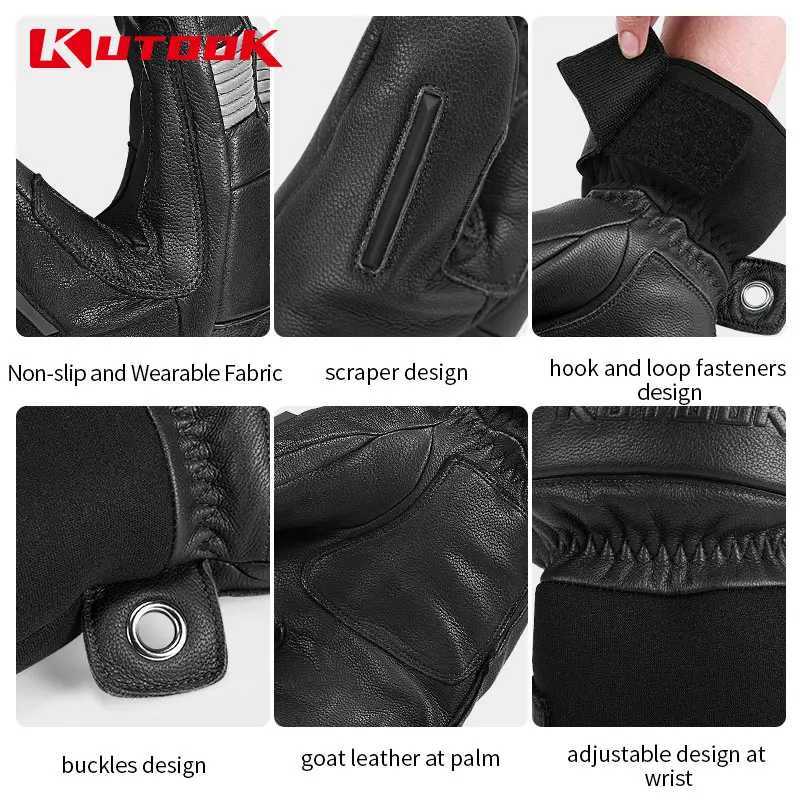Gloves Ski KUTOOK Thermal Winter Skiing Snowboard Gloves Mittens Leather Outdoor Snow Gloves for Skiing Protection Accessories N260811 - view 6